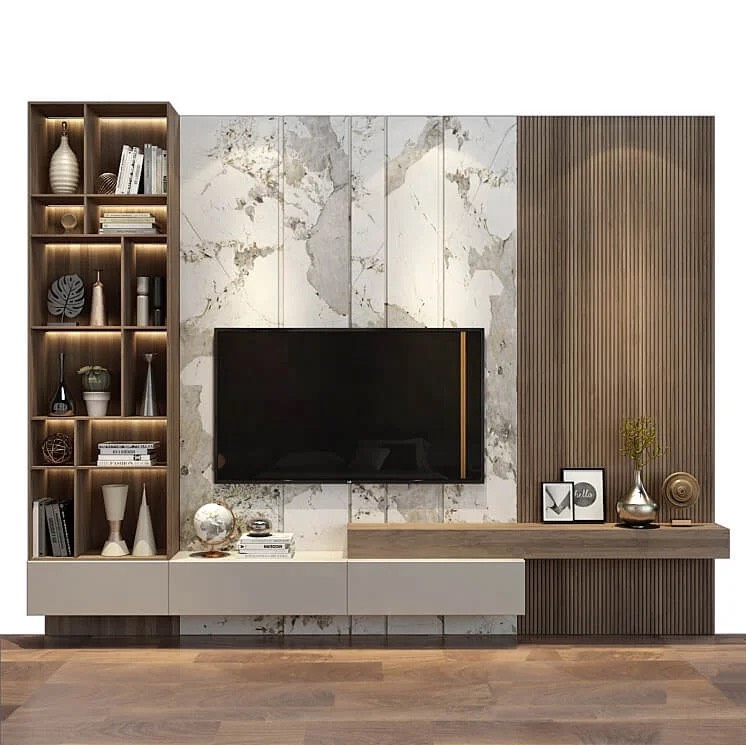 Vách Lam Sóng Kệ Ti Vi Kết Hợp Cùng Tủ Rượu Cao Cấp 01 - Ảnh 2