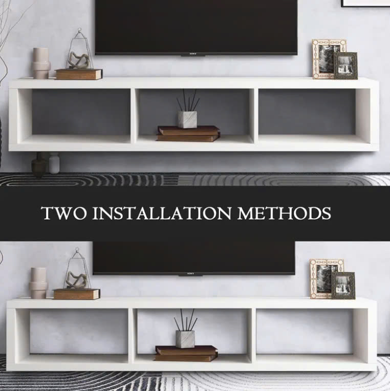 Kệ tivi treo tường đơn giản, dễ dàng lắp đặt chất liệu gỗ MDF