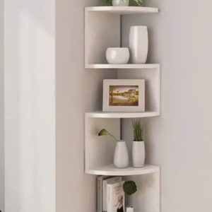 Kệ gỗ treo góc tường tiết kiệm không gian hiện đại