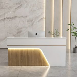Bàn quầy lễ tân thiết kế đơn giản, sang trọng