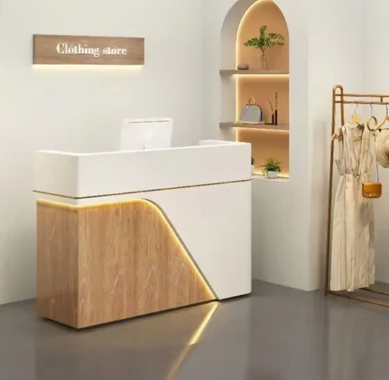 Bàn quầy lễ tân thiết kế đơn giản, sang trọng - Ảnh 3