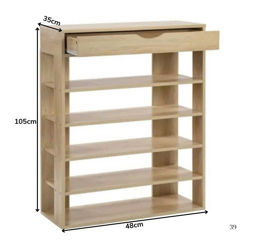 Kệ gỗ để giày 5 tầng có hộp tủ kéo - Ảnh 8