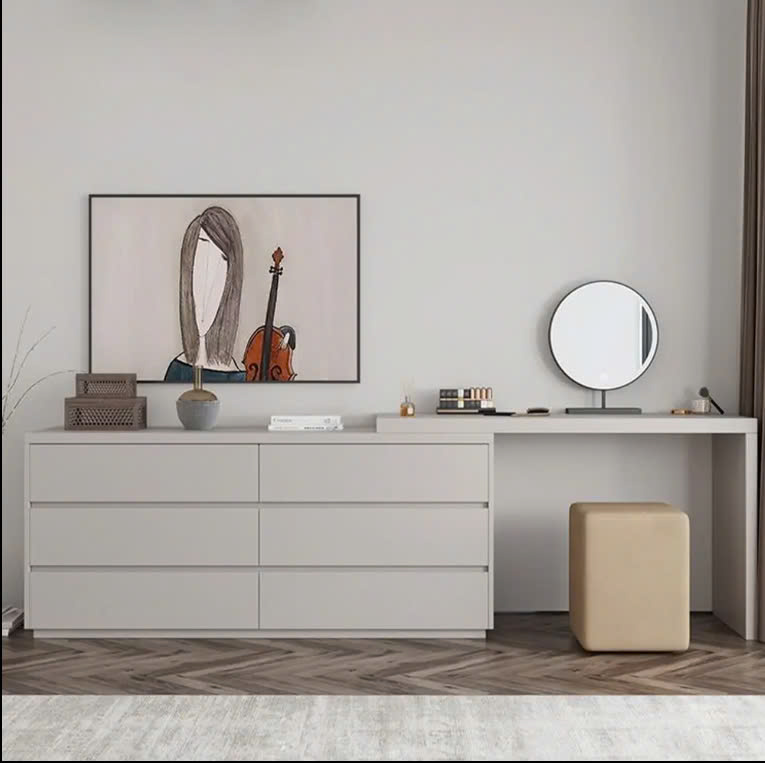 Bàn làm việc/Bàn trang điểm kèm tủ đựng đồ nhiều hộc kéo - Ảnh 6